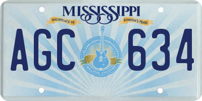 MS license plate AGC634