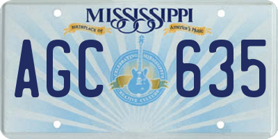 MS license plate AGC635