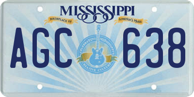 MS license plate AGC638