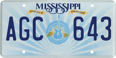 MS license plate AGC643