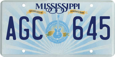 MS license plate AGC645