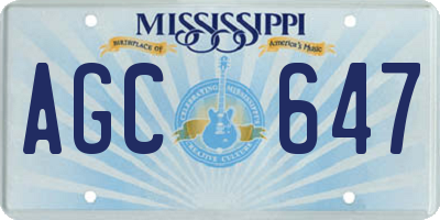 MS license plate AGC647