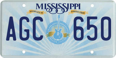 MS license plate AGC650