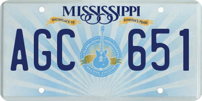 MS license plate AGC651