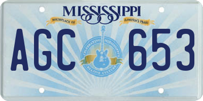 MS license plate AGC653
