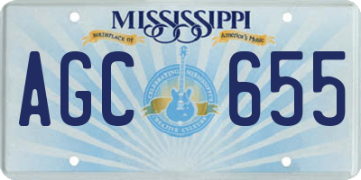 MS license plate AGC655