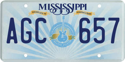 MS license plate AGC657