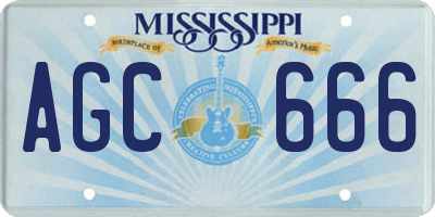 MS license plate AGC666
