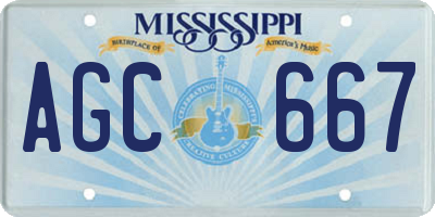 MS license plate AGC667