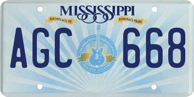 MS license plate AGC668