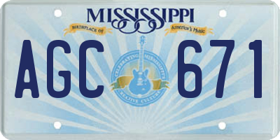 MS license plate AGC671