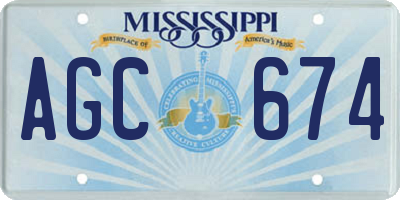 MS license plate AGC674