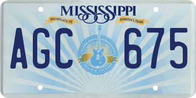 MS license plate AGC675