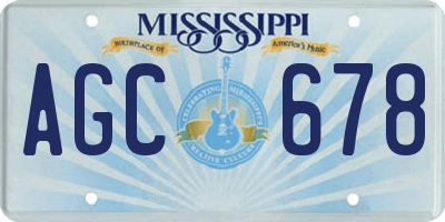 MS license plate AGC678