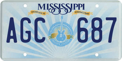 MS license plate AGC687