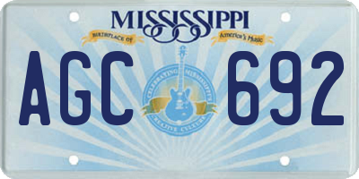 MS license plate AGC692