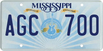 MS license plate AGC700