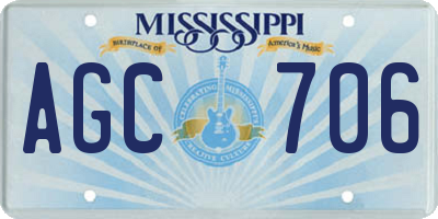 MS license plate AGC706