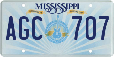 MS license plate AGC707