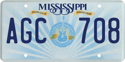 MS license plate AGC708