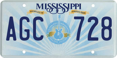 MS license plate AGC728