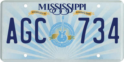 MS license plate AGC734