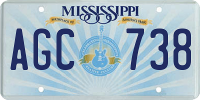 MS license plate AGC738