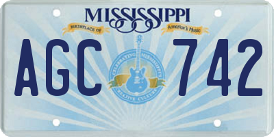 MS license plate AGC742