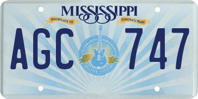 MS license plate AGC747