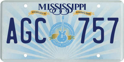 MS license plate AGC757