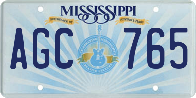 MS license plate AGC765