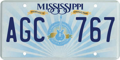 MS license plate AGC767