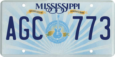 MS license plate AGC773