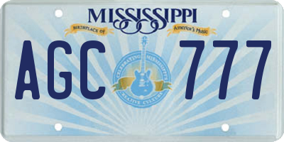 MS license plate AGC777