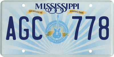 MS license plate AGC778