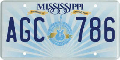 MS license plate AGC786