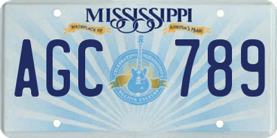 MS license plate AGC789