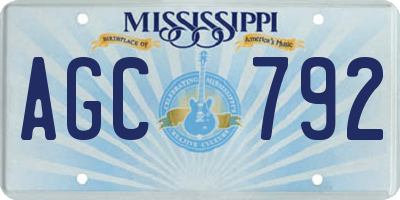 MS license plate AGC792