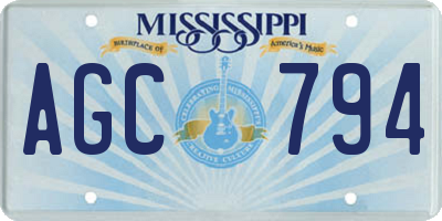 MS license plate AGC794