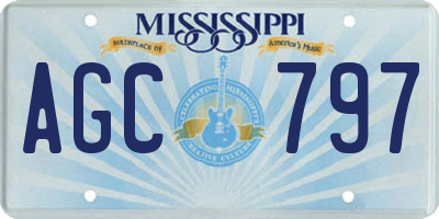 MS license plate AGC797