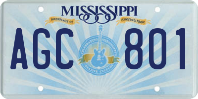 MS license plate AGC801