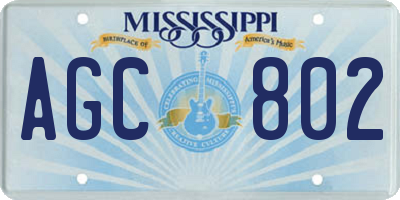 MS license plate AGC802