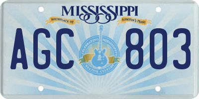 MS license plate AGC803