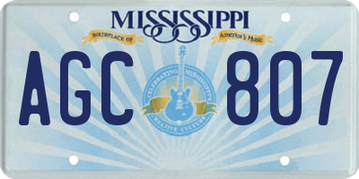 MS license plate AGC807