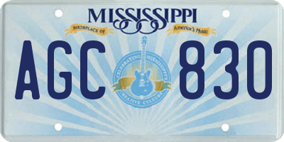 MS license plate AGC830