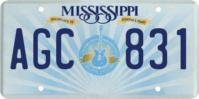 MS license plate AGC831