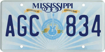 MS license plate AGC834