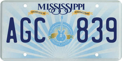 MS license plate AGC839