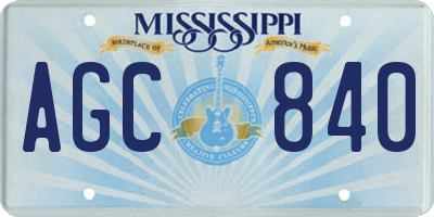 MS license plate AGC840