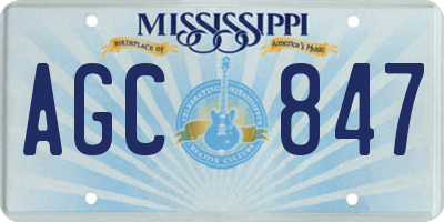 MS license plate AGC847